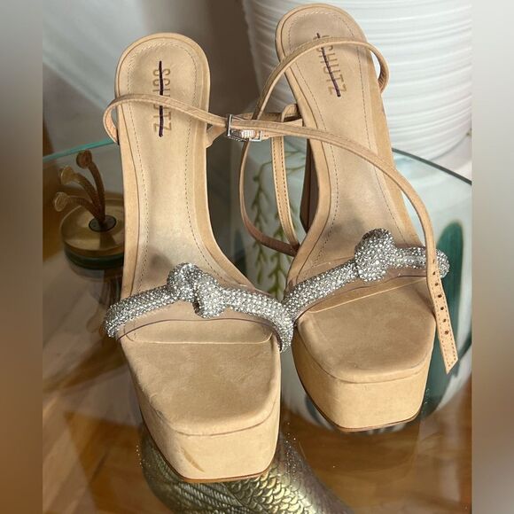 SCHUTZ Peaky Platform Nubuck & Vinyl Sandal/ size 9B - Picture 5 of 9